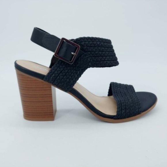 Soda Womens Sandals Black Braided Stacked Heels Ankle‎ Strap Buckle 10 - Picture 1 of 10